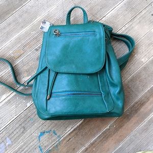 Mini Vtg Leather Turquoise Backpack Purse Tote Bag
